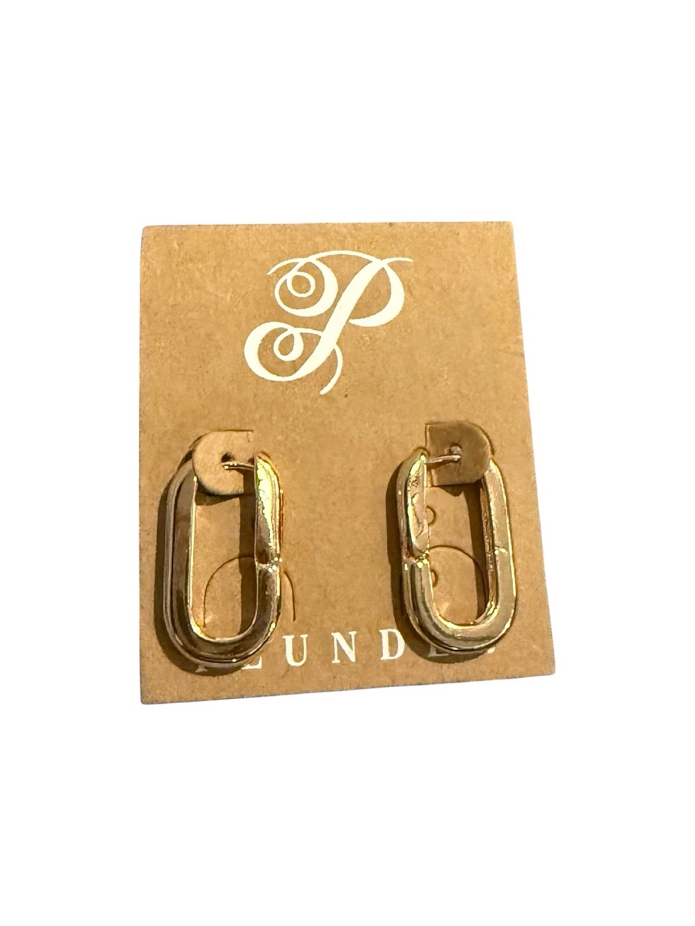 Plunder Gold Tone Oval Link Hoop Earrings